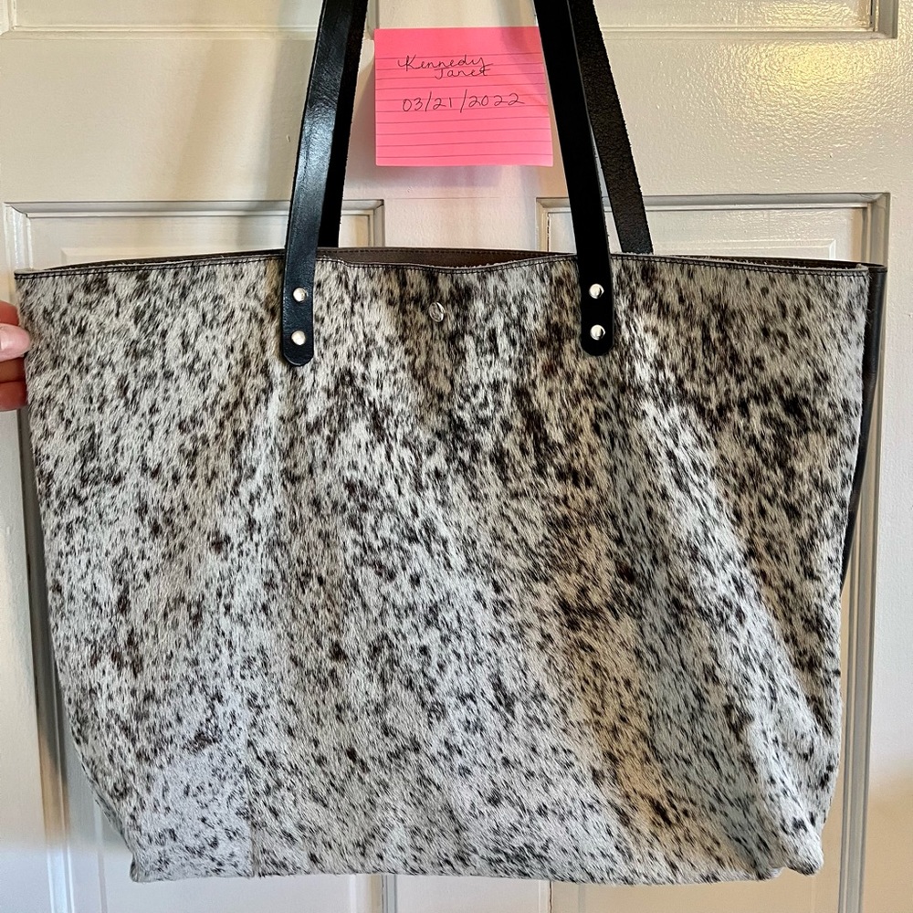 Jill’s Homestead Getaway Weekender Bag. Beautiful leather and hair on hide bag.